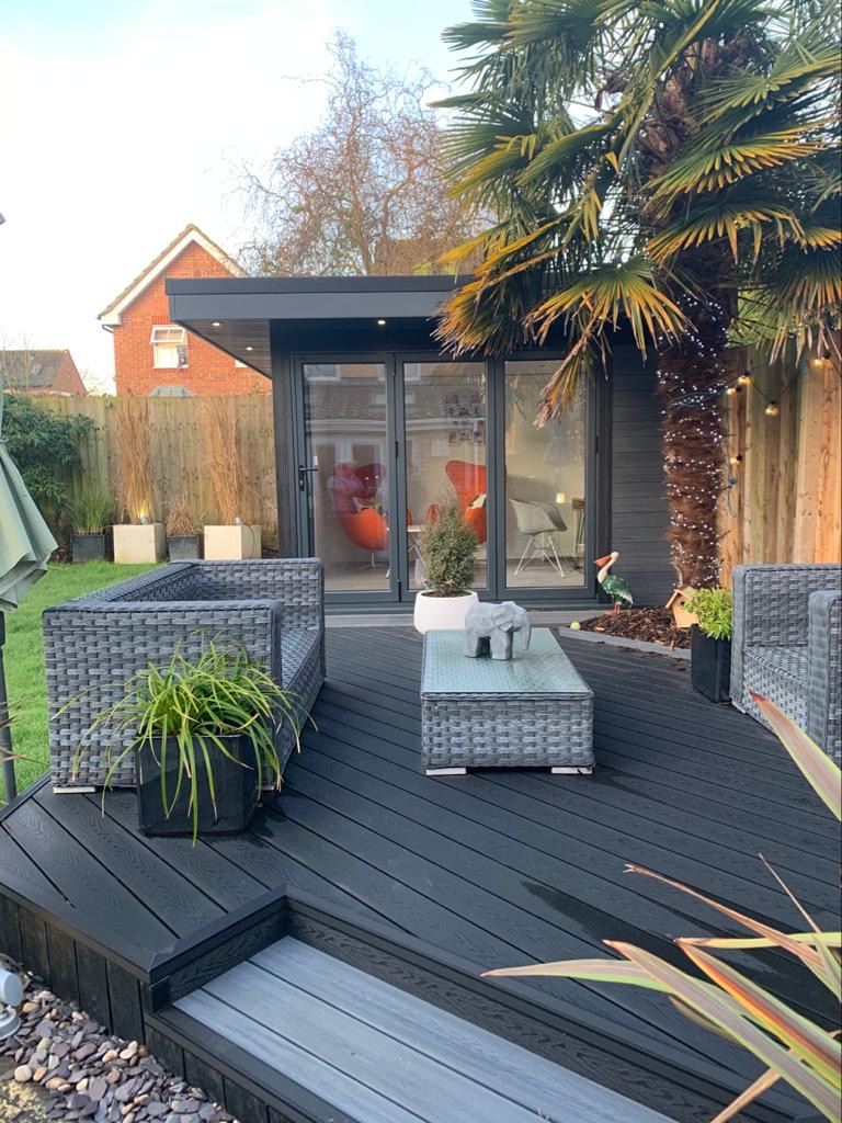 Garden Room In Coventry, With Composite Decking For Outdoor Seating Area Garden Room In Coventry, With Composite Decking For Outdoor Seating Area